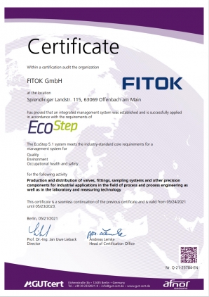 FITOK GmbH ISO 14001 and ISO 45001 Certificate